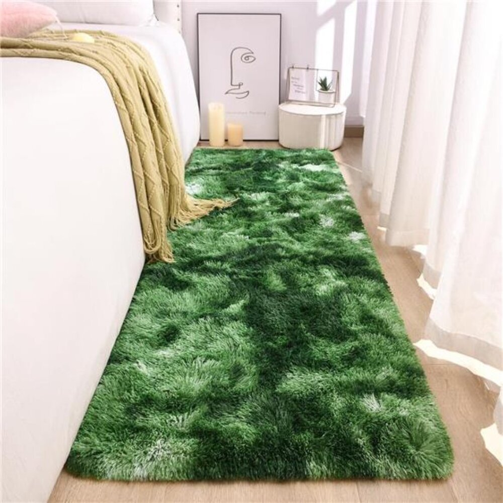 NEW Dark Green Soft Fluffy Boho Area Rug